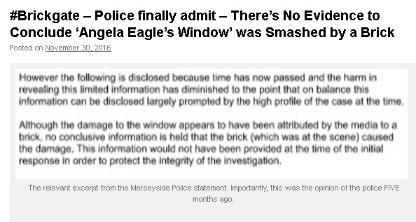 brickgate police conclude no evidence window was smashed by a brick